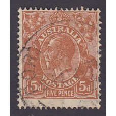 Australian    King George V    5d Brown   C of A WMK   Plate Variety 3R28..